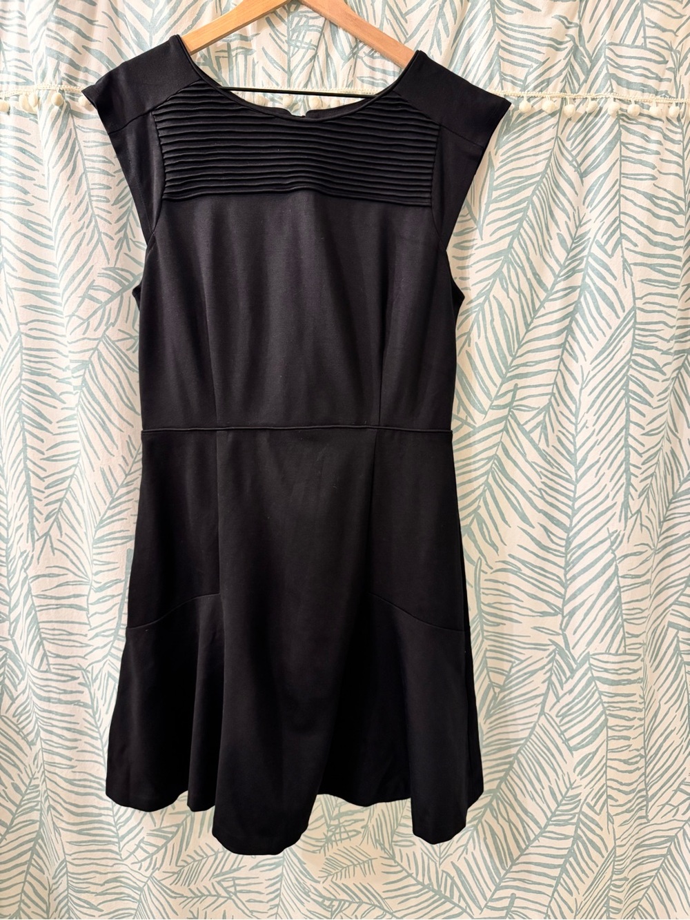 Banana Republic Classic Black Pintuck Yoke Fit-and-Flare Dress